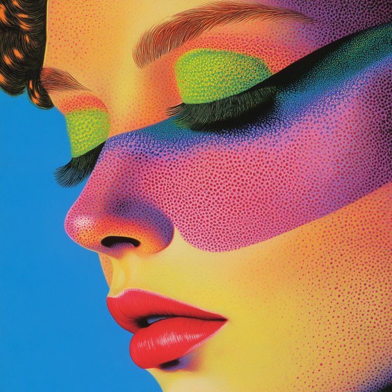 Visuel généré sur Midjourney, vibrance absolue pour les pupilles. Pop style maquillage