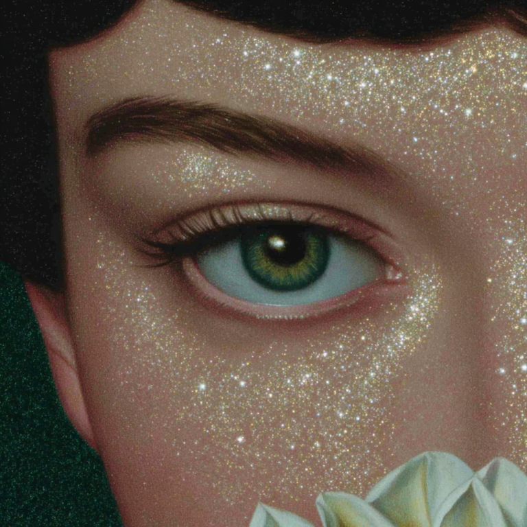 Peinture revisitée – femme recouverte de paillettes dorées